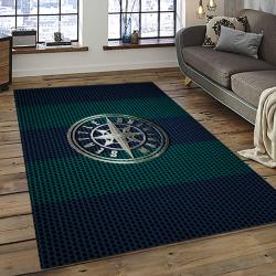 mlb seattle mariners baseball team logo rectangle area rug dark room sm23
