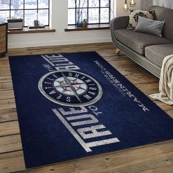 mlb seattle mariners baseball team logo rectangle area rug dark room sm28