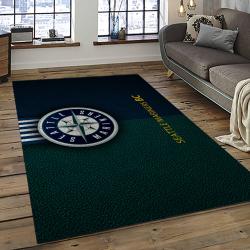 mlb seattle mariners baseball team logo rectangle area rug dark room sm32