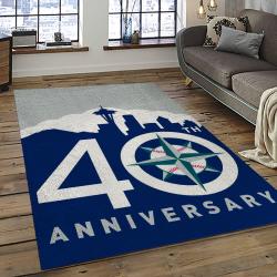 mlb seattle mariners baseball team logo rectangle area rug dark room sm33
