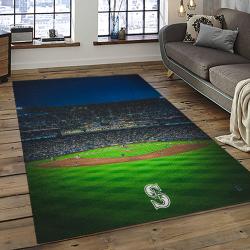 mlb seattle mariners baseball team logo rectangle area rug dark room sm35