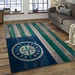 mlb seattle mariners baseball team logo rectangle area rug dark room sm44