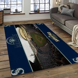 mlb seattle mariners baseball team logo rectangle area rug dark room sm48