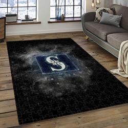 mlb seattle mariners baseball team logo rectangle area rug dark room sm52