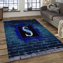 mlb seattle mariners baseball team logo rectangle area rug dark room sm53