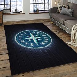 mlb seattle mariners baseball team logo rectangle area rug dark room sm54