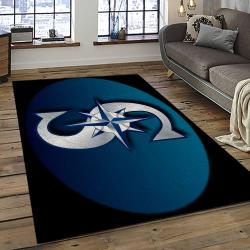 mlb seattle mariners baseball team logo rectangle area rug dark room sm57