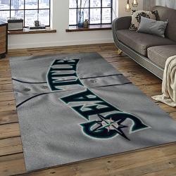mlb seattle mariners baseball team logo rectangle area rug dark room sm59