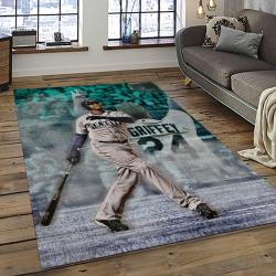mlb seattle mariners baseball team logo rectangle area rug dark room sm63