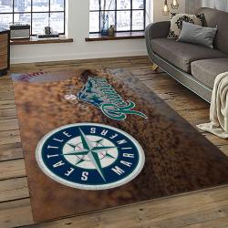 mlb seattle mariners baseball team logo rectangle area rug dark room sm64