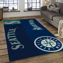 mlb seattle mariners baseball team logo rectangle area rug dark room sm65