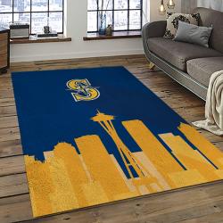 mlb seattle mariners baseball team logo rectangle area rug dark room sm67