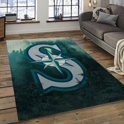 mlb seattle mariners baseball team logo rectangle area rug dark room sm70