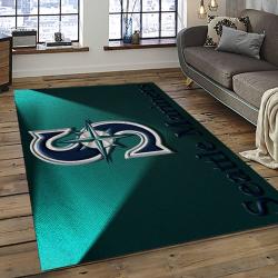 mlb seattle mariners baseball team logo rectangle area rug dark room sm72