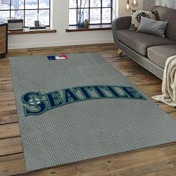 mlb seattle mariners baseball team logo rectangle area rug dark room sm74