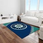 mlb seattle mariners baseball team logo rectangle area rug light room sm08