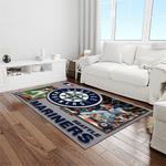 mlb seattle mariners baseball team logo rectangle area rug light room sm49