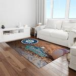 mlb seattle mariners baseball team logo rectangle area rug light room sm64