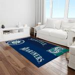 mlb seattle mariners baseball team logo rectangle area rug light room sm65