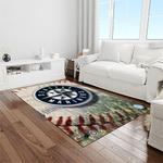 mlb seattle mariners baseball team logo rectangle area rug light room sm76