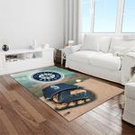 mlb seattle mariners baseball team logo rectangle area rug light room sm77