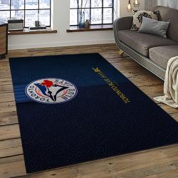 mlb toronto blue jays baseball team logo rectangle area rug dark room tbj06