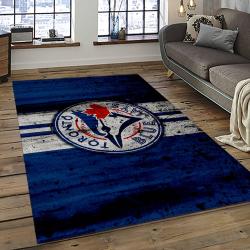 mlb toronto blue jays baseball team logo rectangle area rug dark room tbj16