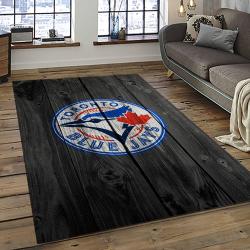 mlb toronto blue jays baseball team logo rectangle area rug dark room tbj18