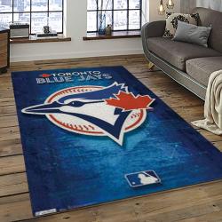 mlb toronto blue jays baseball team logo rectangle area rug dark room tbj19