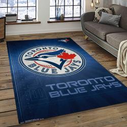 mlb toronto blue jays baseball team logo rectangle area rug dark room tbj20