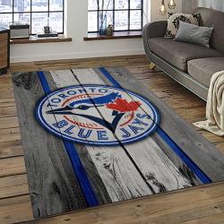 mlb toronto blue jays baseball team logo rectangle area rug dark room tbj25