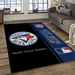 mlb toronto blue jays baseball team logo rectangle area rug dark room tbj26