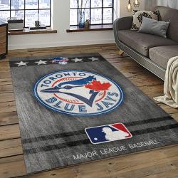 mlb toronto blue jays baseball team logo rectangle area rug dark room tbj27