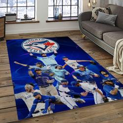 mlb toronto blue jays baseball team logo rectangle area rug dark room tbj30