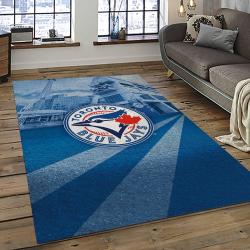 mlb toronto blue jays baseball team logo rectangle area rug dark room tbj32