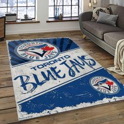 mlb toronto blue jays baseball team logo rectangle area rug dark room tbj47