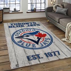 mlb toronto blue jays baseball team logo rectangle area rug dark room tbj48