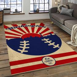 mlb washington nationals baseball team logo rectangle area rug dark room wn01