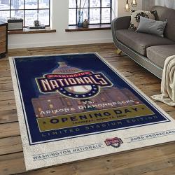 mlb washington nationals baseball team logo rectangle area rug dark room wn02