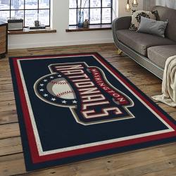 mlb washington nationals baseball team logo rectangle area rug dark room wn03