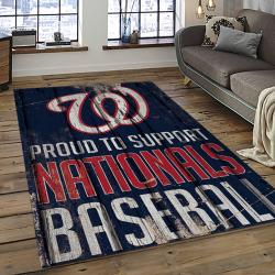 mlb washington nationals baseball team logo rectangle area rug dark room wn04