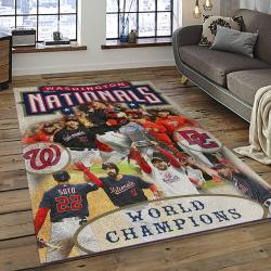 mlb washington nationals baseball team logo rectangle area rug dark room wn05