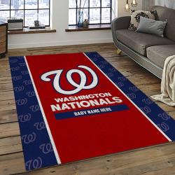 mlb washington nationals baseball team logo rectangle area rug dark room wn07