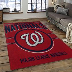 mlb washington nationals baseball team logo rectangle area rug dark room wn09