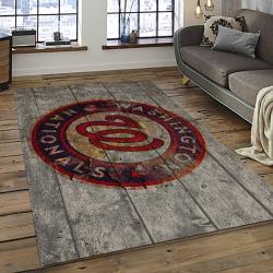 mlb washington nationals baseball team logo rectangle area rug dark room wn10