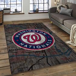 mlb washington nationals baseball team logo rectangle area rug dark room wn11