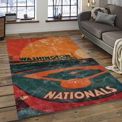 mlb washington nationals baseball team logo rectangle area rug dark room wn12