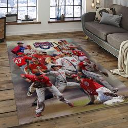 mlb washington nationals baseball team logo rectangle area rug dark room wn13