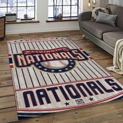 mlb washington nationals baseball team logo rectangle area rug dark room wn14