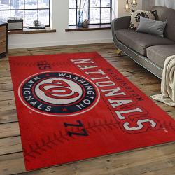 mlb washington nationals baseball team logo rectangle area rug dark room wn15